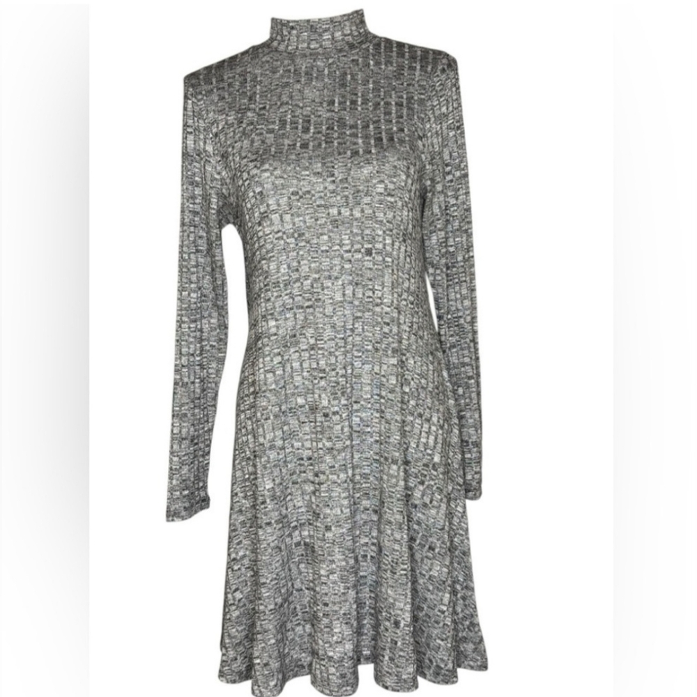 Ivanka Trump Gray Heather Long Sleeve Turtleneck Knit Dress